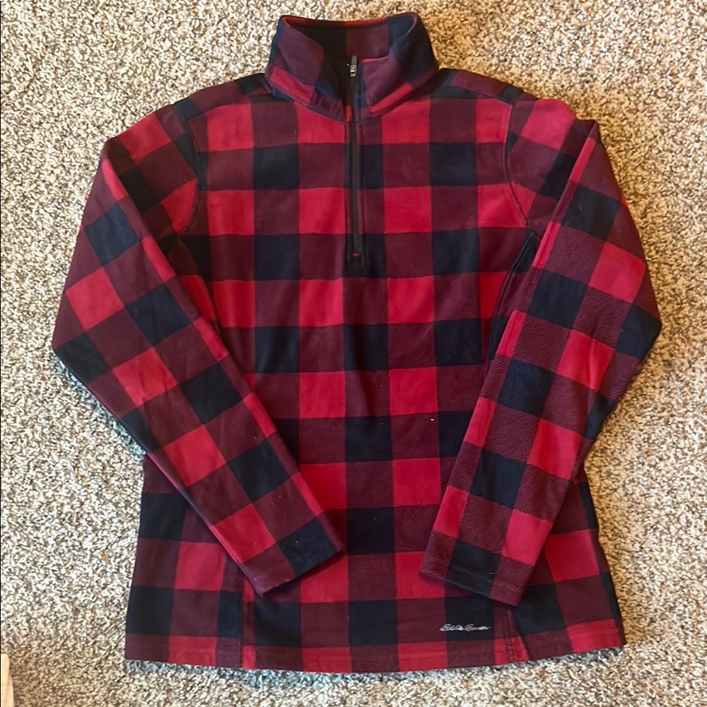 Eddie Bauer Red and Black Checkered Pullover.  Womens sz. M